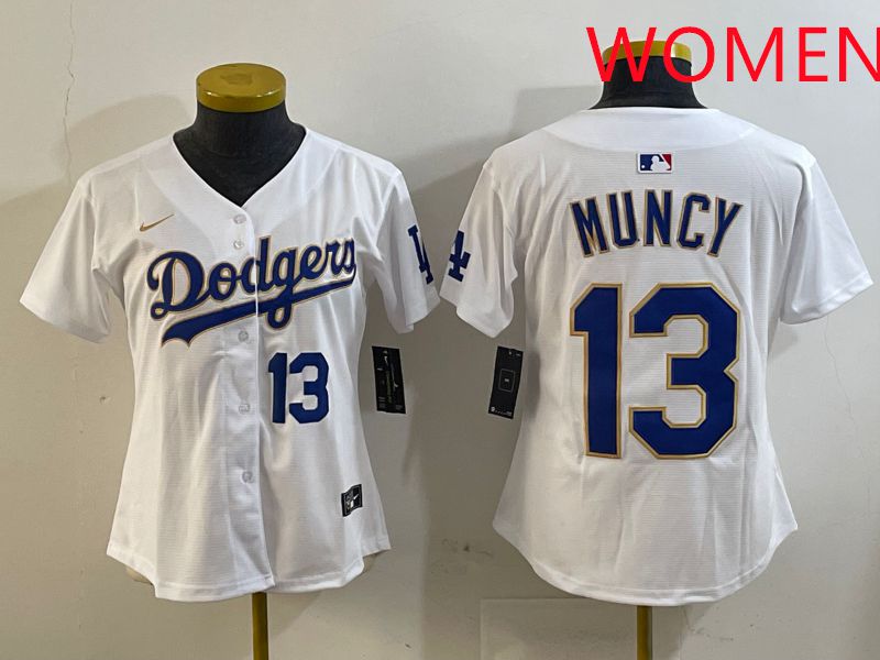 Women Los Angeles Dodgers #13 Muncy White Gold Game 2025 Nike MLB Jersey style 8